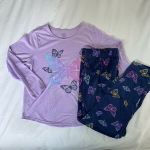 Wonder Nation Butterfly Pajama Set - Lavender and Navy